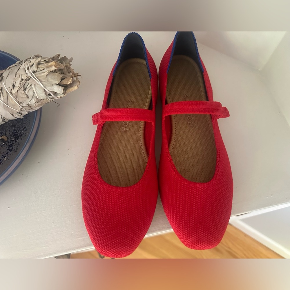 Rothy’s square toe Mary Jane’s 7 red